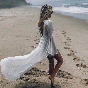 Women's LIAE Long Dress Cover Up ST11 White